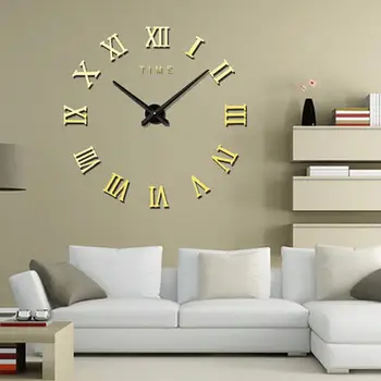 

Frameless Roman Numbers Figures 3D Acrylic Special DIY Wall Clock Watch with Sticker for Home Decoration
