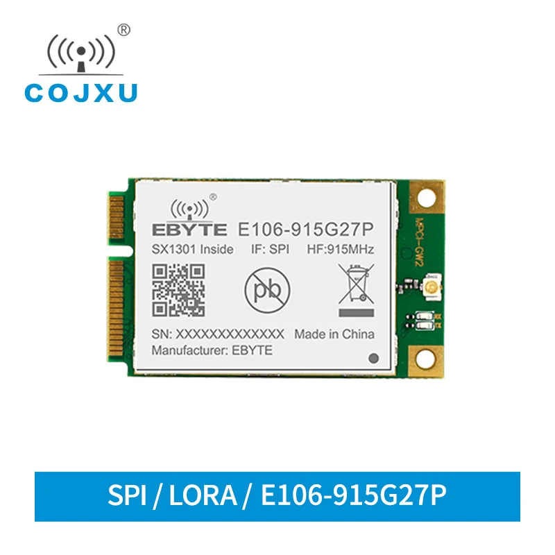 Módulo da maneira sx1301 lora da porta de lorawan na comunicação rf 915mhz spi 27dbm cojxu E106-915G27P transceptor sem fio de longa distância