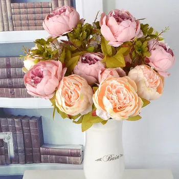 

Artificial Peony Flower Bouquet Home Office Fake Floral Decor Wedding Party Silk Flower Bouquet