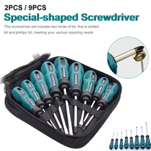 9 pces chave de fenda conjunto multi bit chaves de fenda magnética com phillips/fenda bit parafuso driver para casa reparação ferramentas manuais