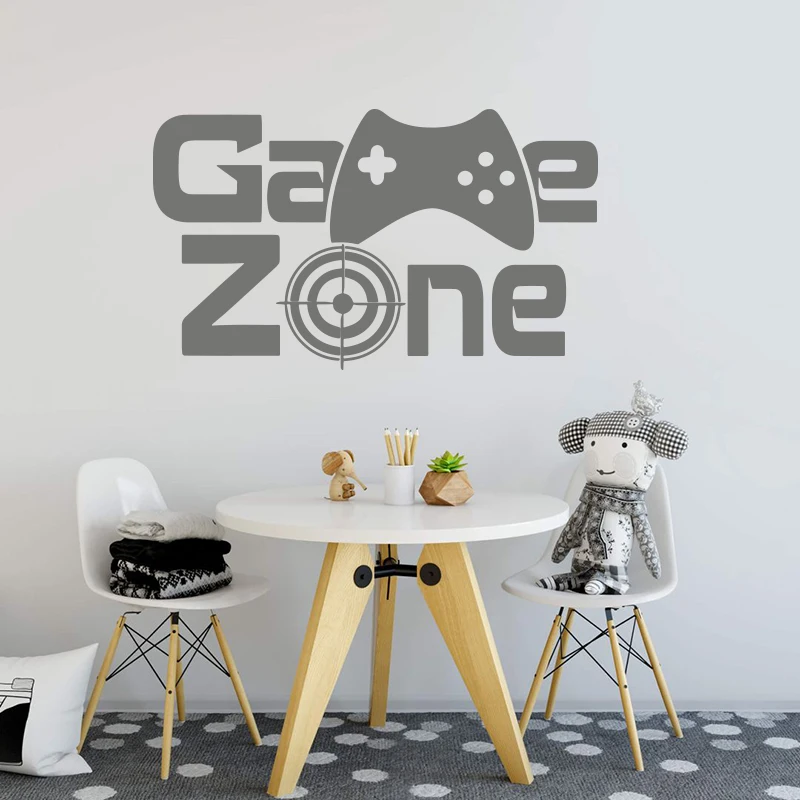 Game Zone Sign Quote Wall Sticker Playroom Game room Gaming Zone Video Xbox Ps Quote Wall Decal Kids Room Vinyl Decor (2)