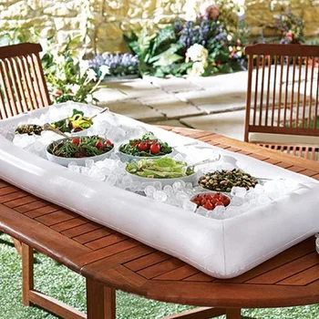 

Summer For Party Camping With Drain Plug Air Mattress Inflatable Ice Serving Buffet Bar Beer Table Salad Food Holder Picnic