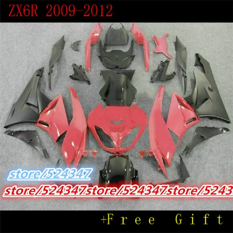 Free customize Fairing kits for Kawasaki ZX 6R 2009 2010 2011 2012 NINJA zx6r 09 12 red black