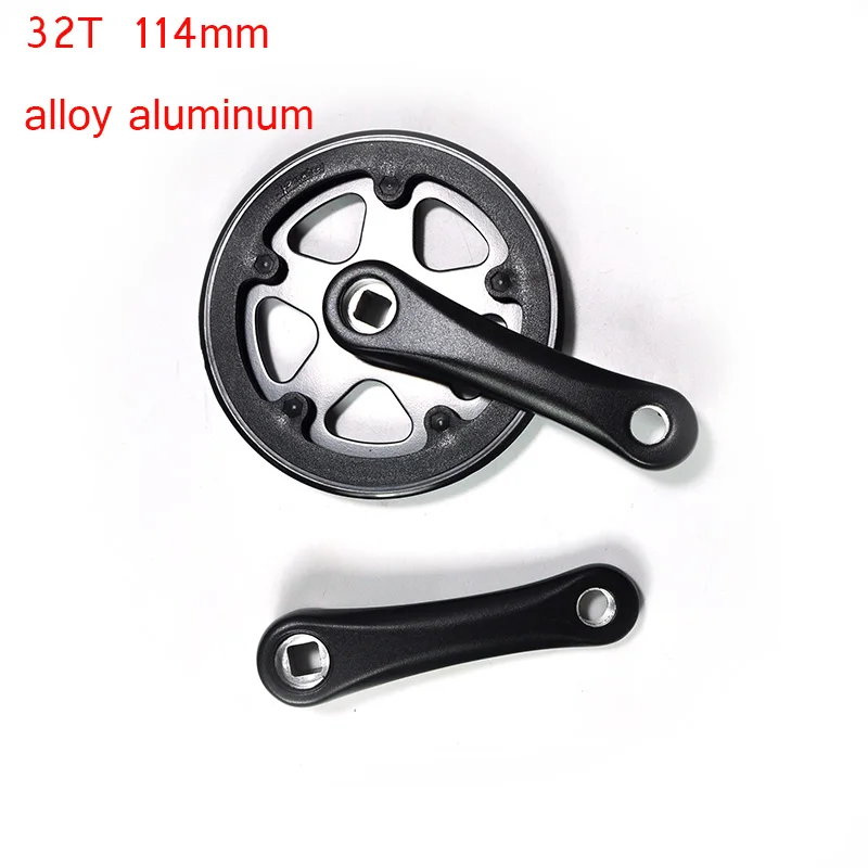 Черный Prowheel 32T 114 мм детский велосипед Crank алюминиевый шатун с защитной крышкой - Цвет: Черный