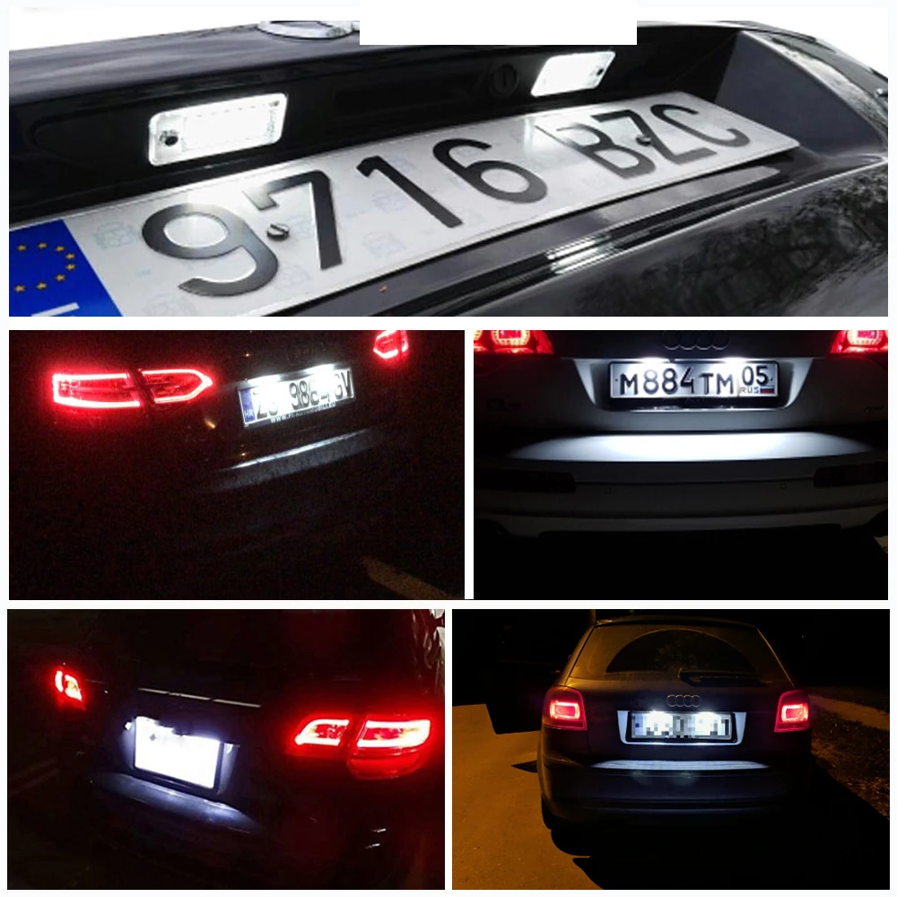 Задний светодиодный свет номерного знака для Audi A3/S3/A4/S4 B6/S4 B7/A6/C6 S6/A8/S8/Q7/RS4/RS6 Plus/vant 18SMD светодиодный автомобильный фонарь