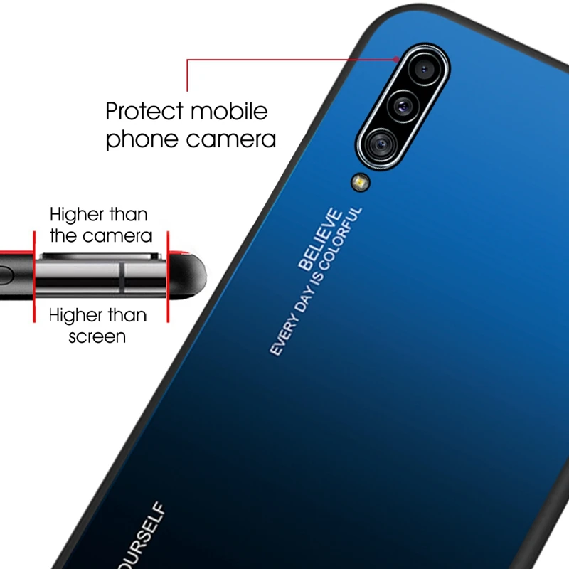 Закаленное Стекло чехол для samsung Galaxy A30S A50S A30 A40 A50 A60 A70 A80 A90 5 г Примечание 10 Pro S10 S11 Plus E градиент Цвет крышка