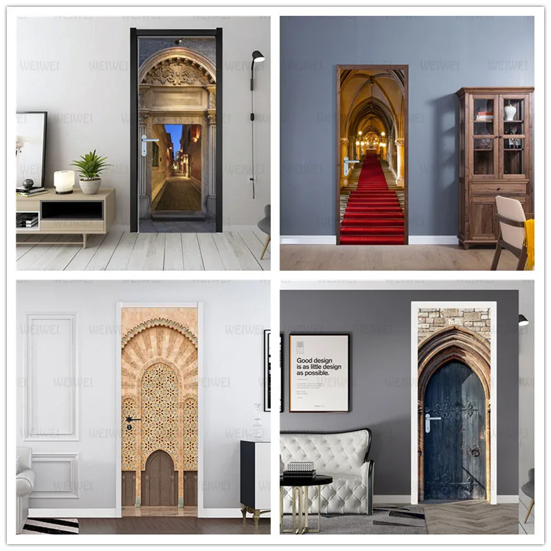 Европейская маджестическая Золотая церковная дверь наклейка обои украшение для