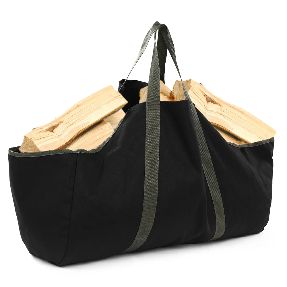 Outdoor Camping Wood Stoves Canvas Fire Wood Tote Firewood Log Carrier Bag Firewood Holder for Fireplaces Beaches Picnic Bag - Цвет: Black  Army Green