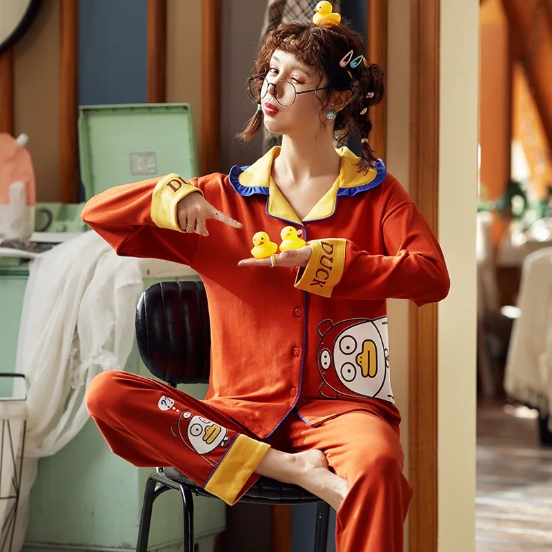 

Pajamas Women's Spring And Autumn Pure Cotton Long Sleeve Casual Tracksuit Korean-style Fresh Large Size Cotton Autumn And Winte