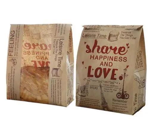 

Kraft Bread Paper Bag With Window Avoid Oil Love Toast Baking Paper Bag Takeaway Food Hand Made Package Bags