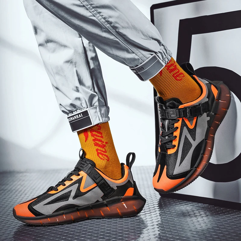 

Men's breathable BOOST comfortable ultralight sneakers reflective fashion tide shoes non-slip wear-resistant running shoes