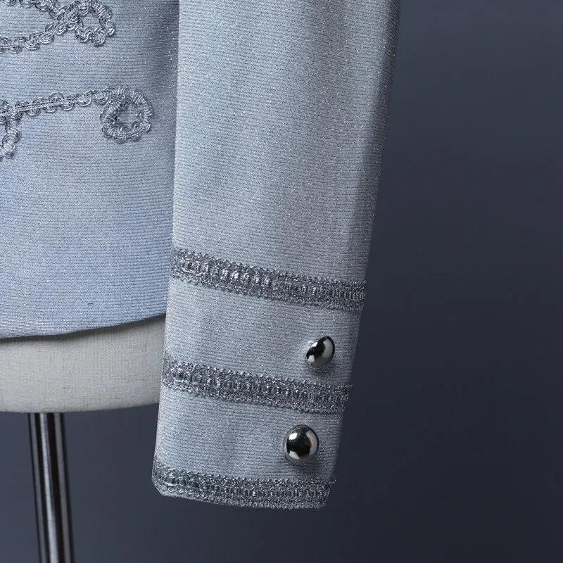 Мужской серебряный костюм, костюм Blaser Homme, свадебное платье для вечеринки, мужская куртка для ночного клуба, мужской серебряный блейзер