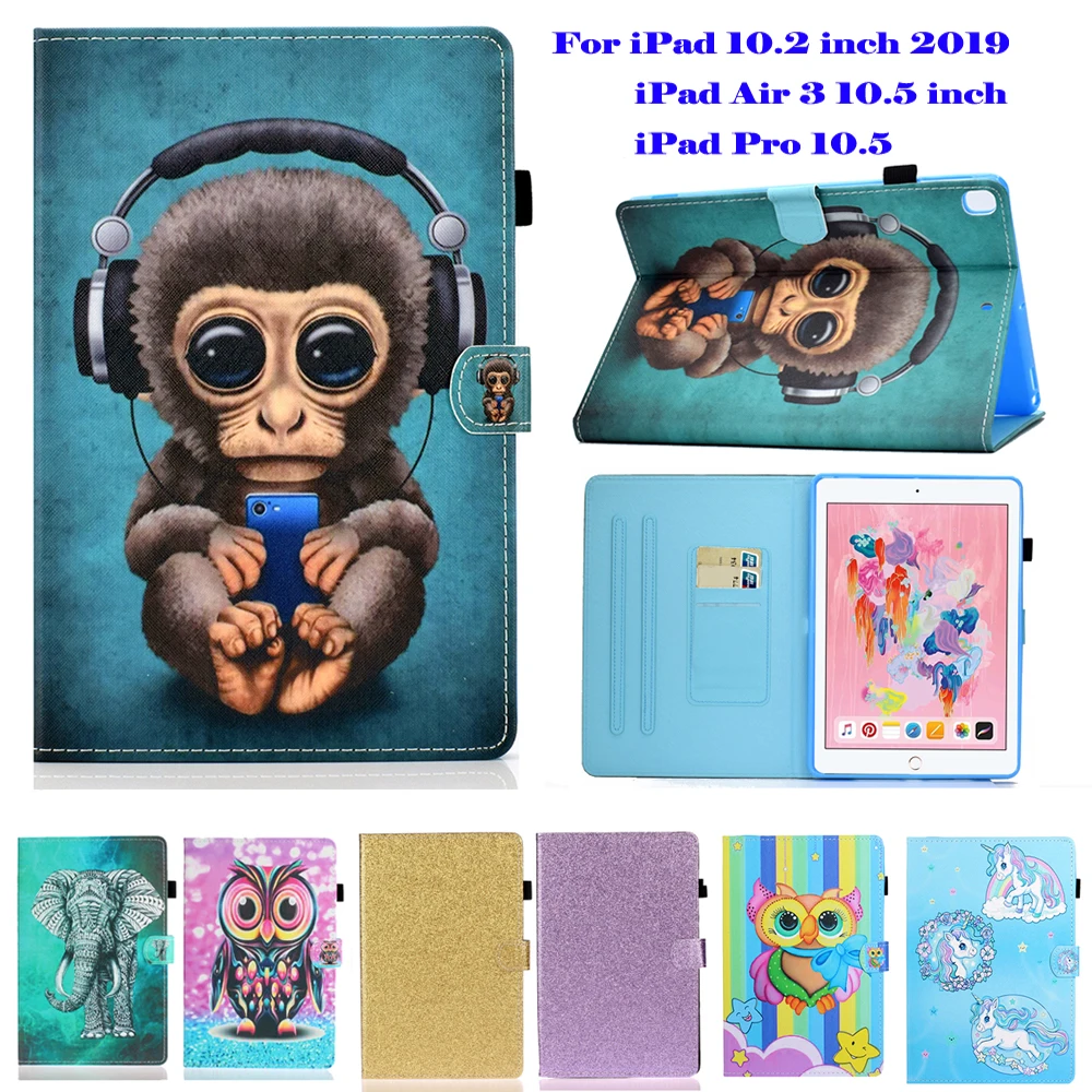 Чехол для Apple iPad Pro 10," iPad Air 3 iPad 10,2, защитный чехол из искусственной кожи с магнитной подставкой, умный чехол с мультипликационным принтом