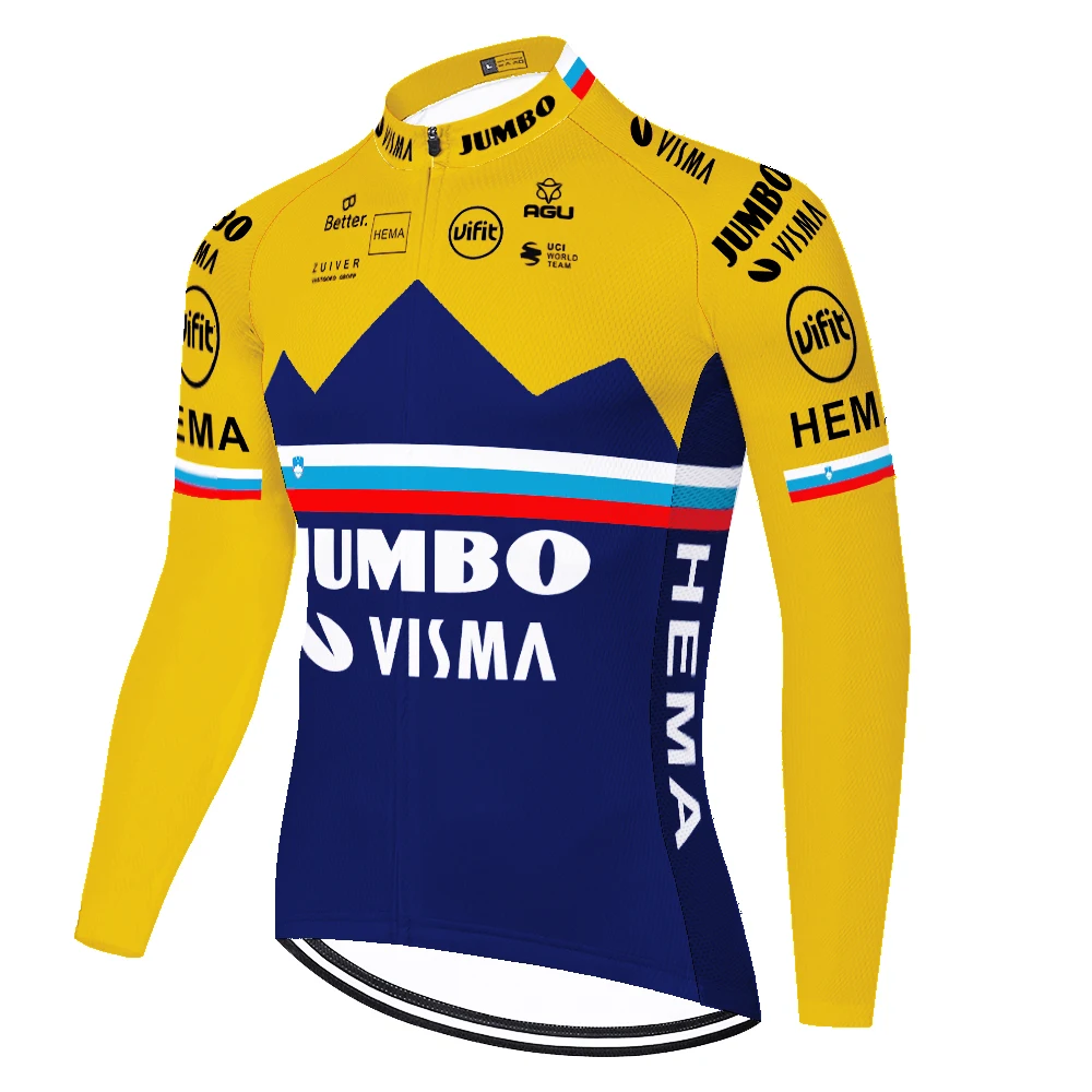 2021 Чемпион pro team JUMBO VISMA велосипедная Форма Длинные рукава Лето весна camisa de ciclismo