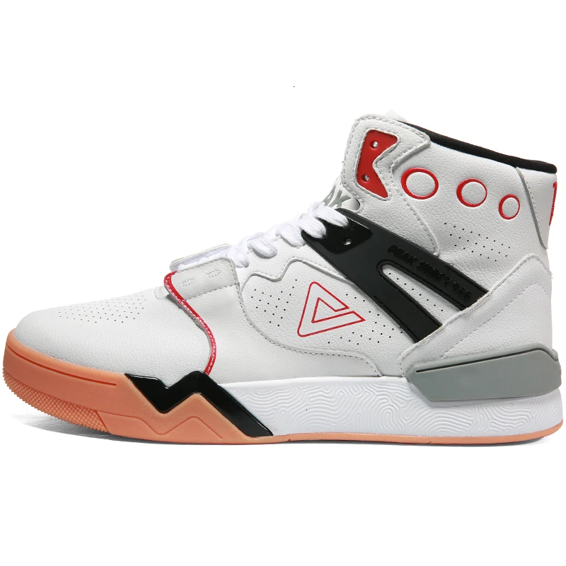 PEAK TAICHI 910 Basketball Culture Shoe Classic Retro Casual Shoes Men High-top Skateboarding Shoes Wearable Cushion Sneakers - Цвет: Whiteblack