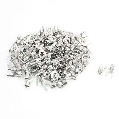 

200pcs SNB5.5-5 Fork Type Non-Insulated Spade Cable Terminals for AWG 12-10