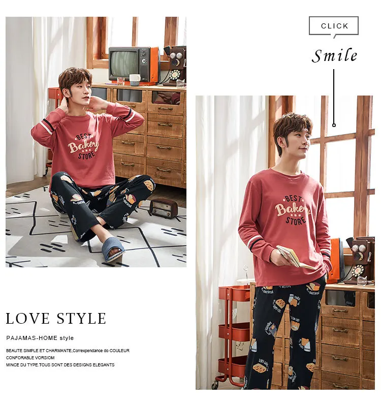 Spring And Autumn Men's 6535 Cotton Long Sleeve Trousers Korean-style Men Young And Middle-aged Thin Japanese Korean Home Wear T