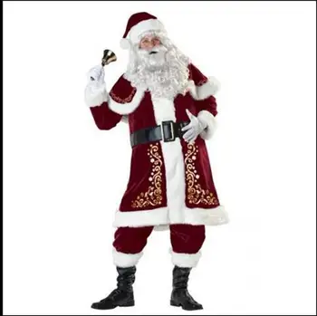 

A Full Set Of Christmas Costumes Santa Claus For Adults Red Christmas Clothes Santa Claus Costume Luxury Suit