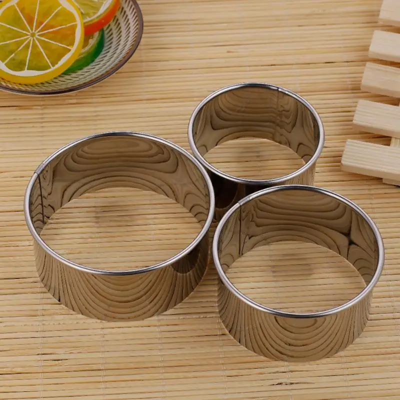 3pcs/set Stainless Steel Round Dumplings Wrappers Molds Set Cutter Maker Tools Round Cookie Pastry Wrapper Dough Cutting Tool - Цвет: 3pcs a set