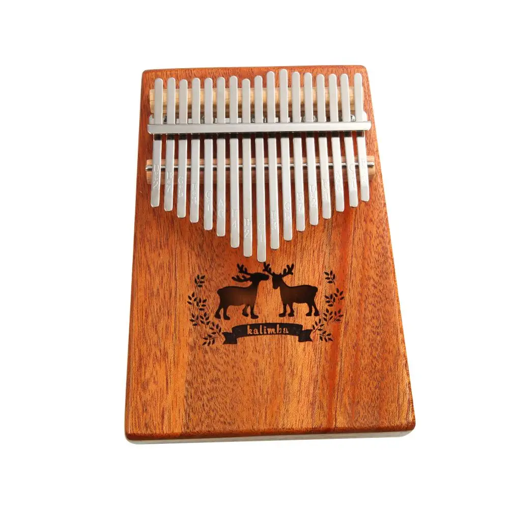 17 клавиш Kalimba большой палец фортепиано красное дерево тело олень узор пианино