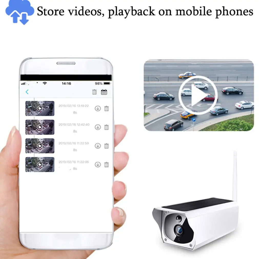 Solar WiFi IP Camera 1080P HD Outdoor Charging Battery Wireless Security Camera PIR Motion Detection Bullet Surveillance CCTV