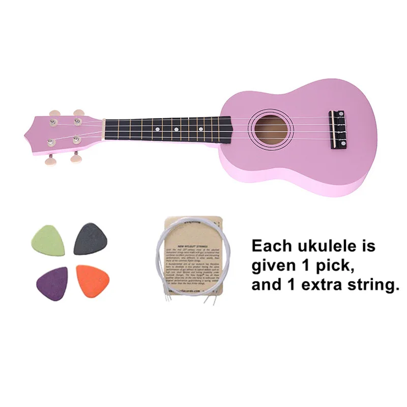 21 inch Soprano Ukulele 4 Strings Hawaiian Guitar Uke+ String+ Pick For Beginners kid Gift