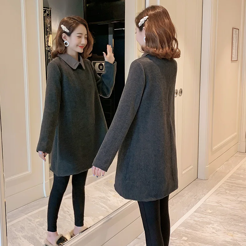 

Pregnant Women Sweater Autumn And Winter Thick Maternity Top Pregnant Women Loose-Fit Dress