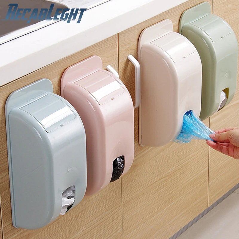 

Self-Adhesive Garbage Bag Storage Box Wall-Mounted Candy Color Plastic Space Saving Simple Installation Garbage Bag Container