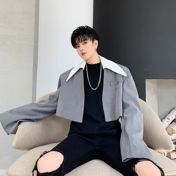 

Stage Clothes Men Loose Casual Short Style Suit Jacket Blazer Overcoat Male Women Streetwear Vintage Coat Outerwear