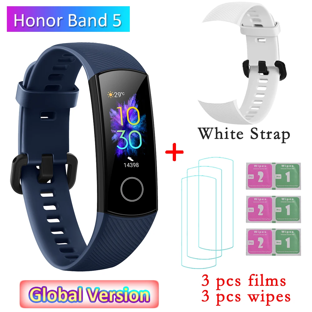 BL White Straps Huawei Honor Band 5 фитнес-браслет BT4.2 мониторинг сердечного ритма в режиме реального времени водонепроницаемые Смарт-часы несколько спортивных режимов - Цвет: BL White Straps