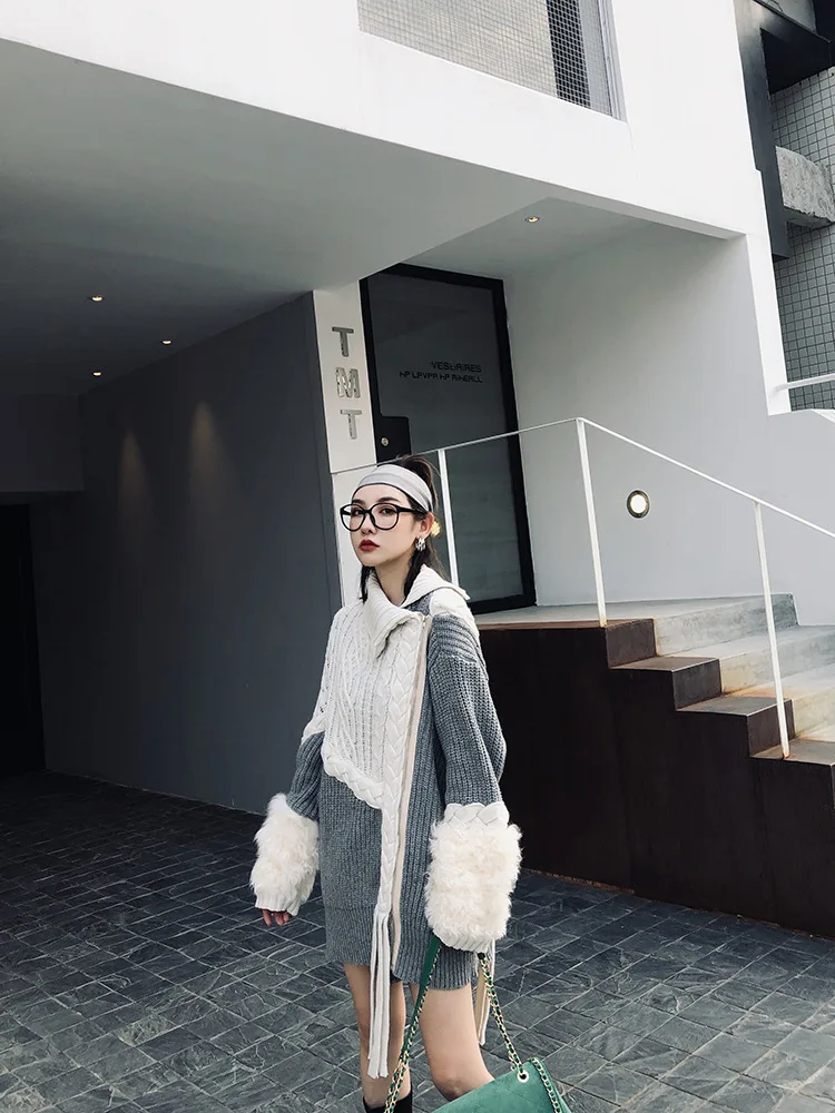 QING MO Повседневный негабаритный женский свитер женские цветные кардиганы в стиле пэчворк свитер женский Зимний вязаный свитер ZQY2070