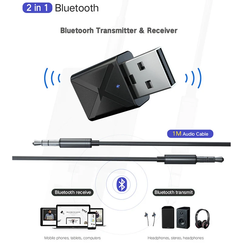 Аудио приемник передатчик Bluetooth 5,0 мини стерео Bluetooth AUX RCA USB 3,5 мм разъем для ТВ ПК автомобильный комплект беспроводной адаптер