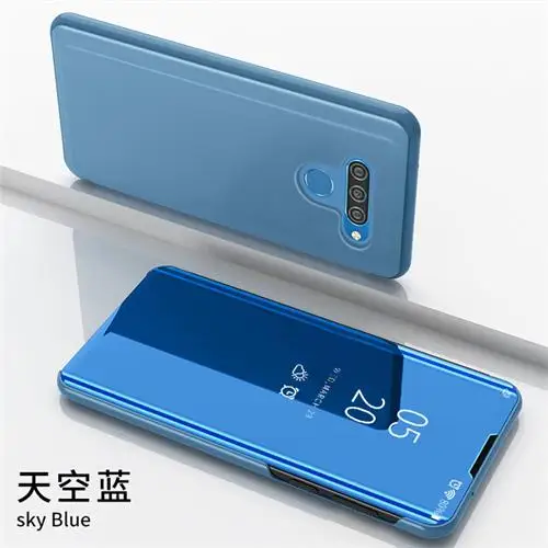 Blue Противоударный чехол для LG Q60 роскошное умное зеркало флип-чехол для LG K50 Fundas для LG K12 Prime Coque LG K12 Max - Цвет: Blue
