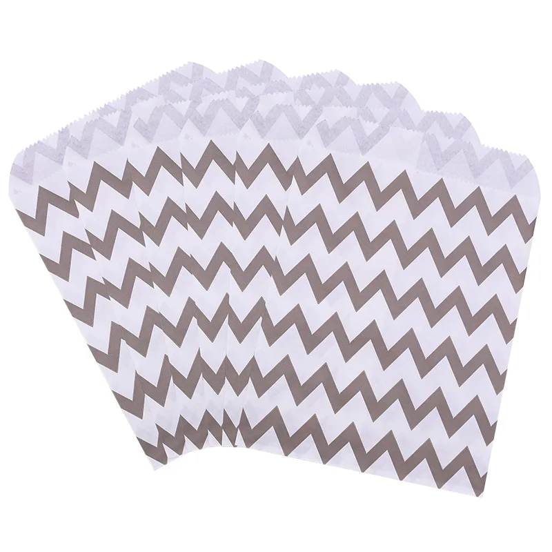Chevron Gray 25 шт. разноцветные крафт-бумажные пакеты для конфет с нашивками в горошек, вечерние подарочные пакеты для печенья, Свадебные Рождественские принадлежности - Цвет: Chevron Gray
