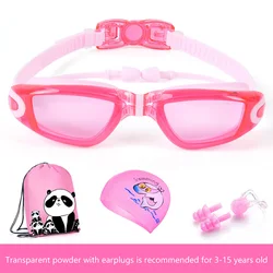 Children's Swimming Suit 4-Piece Set Waterproof Goggle with Case Nose Clip Earplugs Cap Sundries Bag Kids Swimming Protect