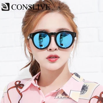 

Round Black Blue Mirror Sunglasses Women Men UV 400 Unisex Polarized Driving Sunglasses F212