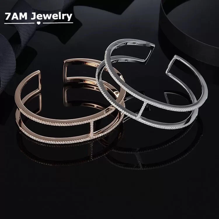 Модный браслет из серебра 925 пробы с блестящим кубическим цирконием и кристаллами. Классический ретро темперамент дамы подарок