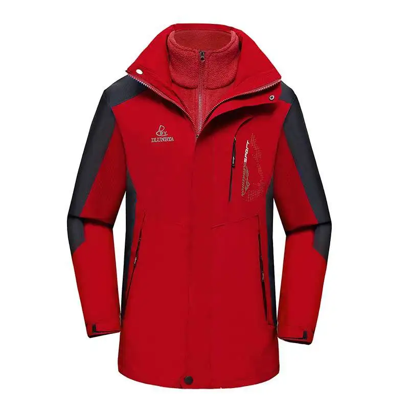 

Outdoor Ski Suit Two-Piece Set Three-in-One Men and Women Celebrity Style Waterproof Windproof Work Clothes Raincoat Jacket Prin