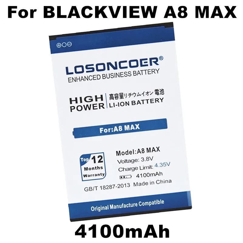 LOSONCOER 4100mAh A8 MAX для Blackview A8 Max батарея мобильного телефона+ быстрое прибытие