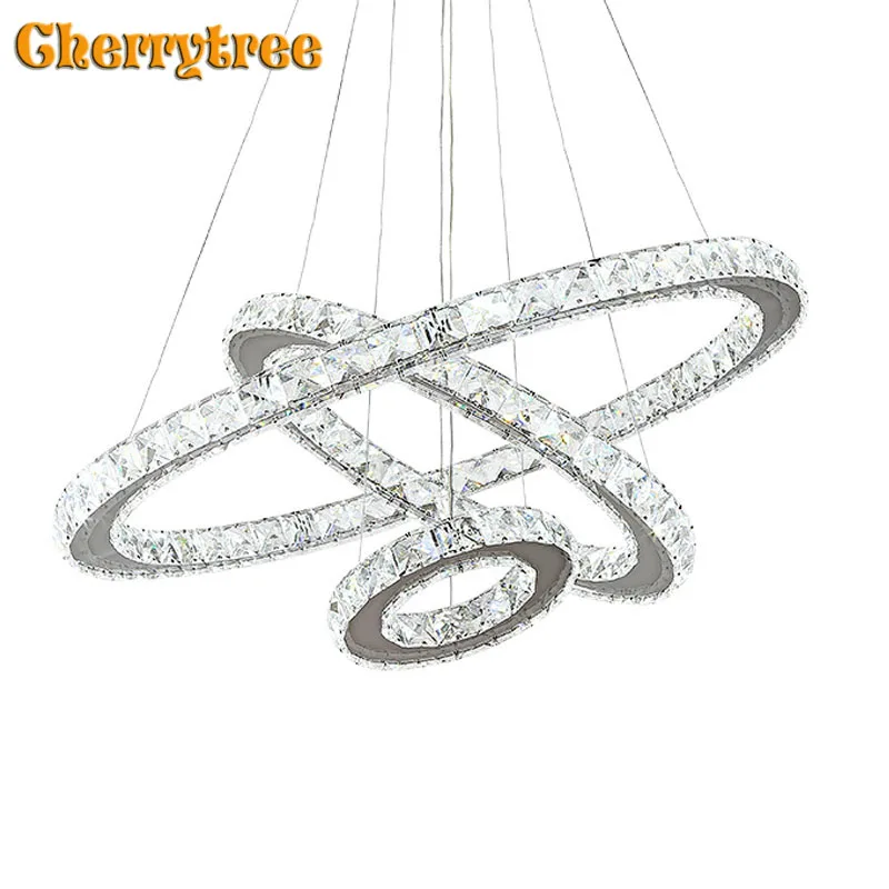 

Led Crystal Chandelier Lighting Lamp Ring Light Pendant Modern Ceiling Fixtures Lamp large crystal chandeliers round light led