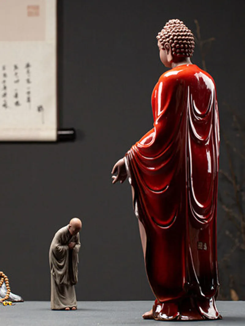 Chinese Kung Fu Ceramic Buddha Figures, Buddha monk Figurines, Tea Pet Ornaments, Home Decoration, Teaware Accessories
