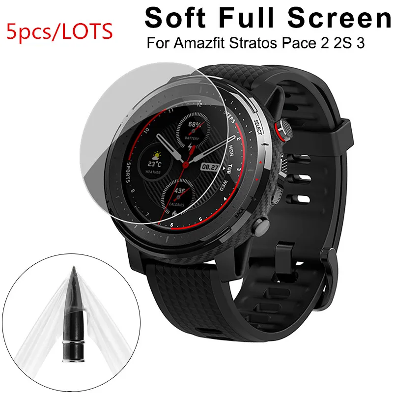 5pcs Soft TPU Full Screen Protector For Xiaomi Huami Amazfit Stratos 3 /Amazfit Nexo Sport Smart Watch Guard Film Cover