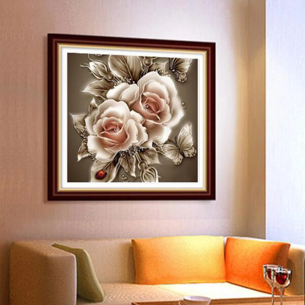 DIY Алмазная вышивка крестиком для спальни гостиной декоративная картина ручной работы цветок Роза Кристалл вышивка крестиком