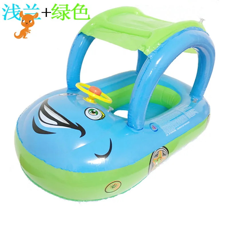 

Children Inflatable soft Material Swim Ring Car Model Aquatic Toy Detachable Sun Shade Baby Swimming Ring Floating Bed Row Toy