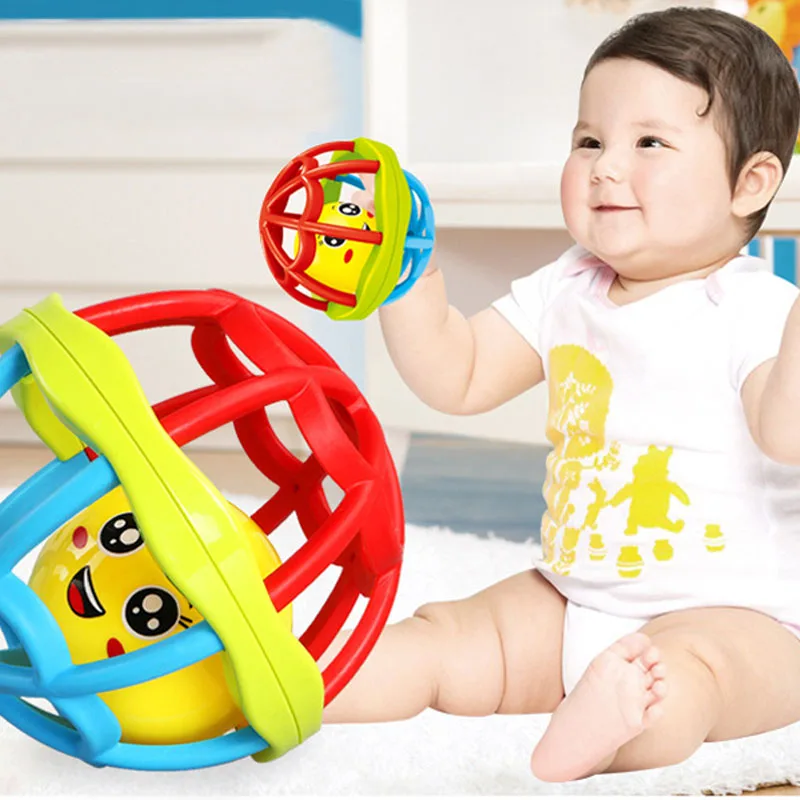 Красочные мягкие игрушки в виде шарика, погремушка в виде колокольчика, развивающие игрушки, сенсорный укус, пойманный ручной мяч для обучения ребенка, детский подарок, Прорезыватель для зубов