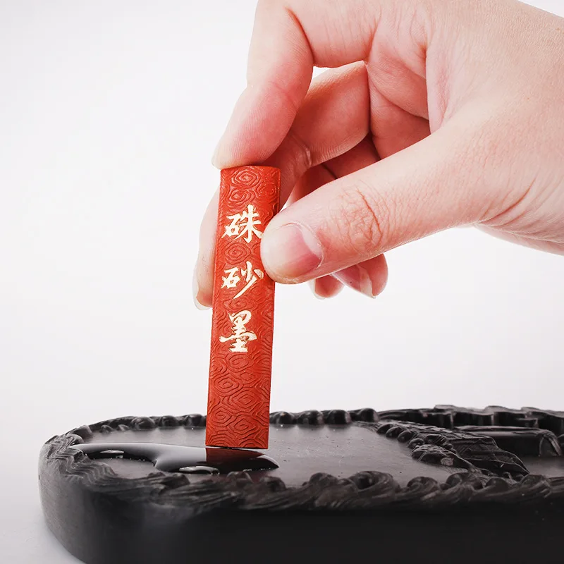 

Special Rectangular Cinnabar Ink Sticks Old Hu Kaiwen Huimo Years of Ink Block mo tiao Bright Red Ink Block