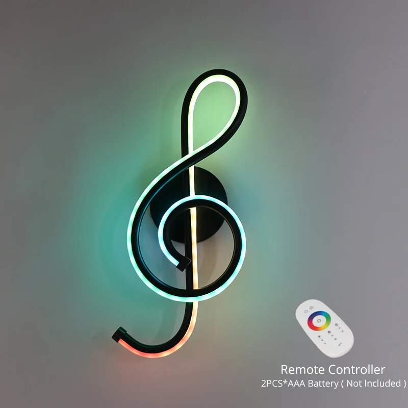 RGB Decoration Wall Lamp Bedroom Beside Wall Light Music Clef Shape Night Light Home Indoor Living Room Decoration AC90-260V