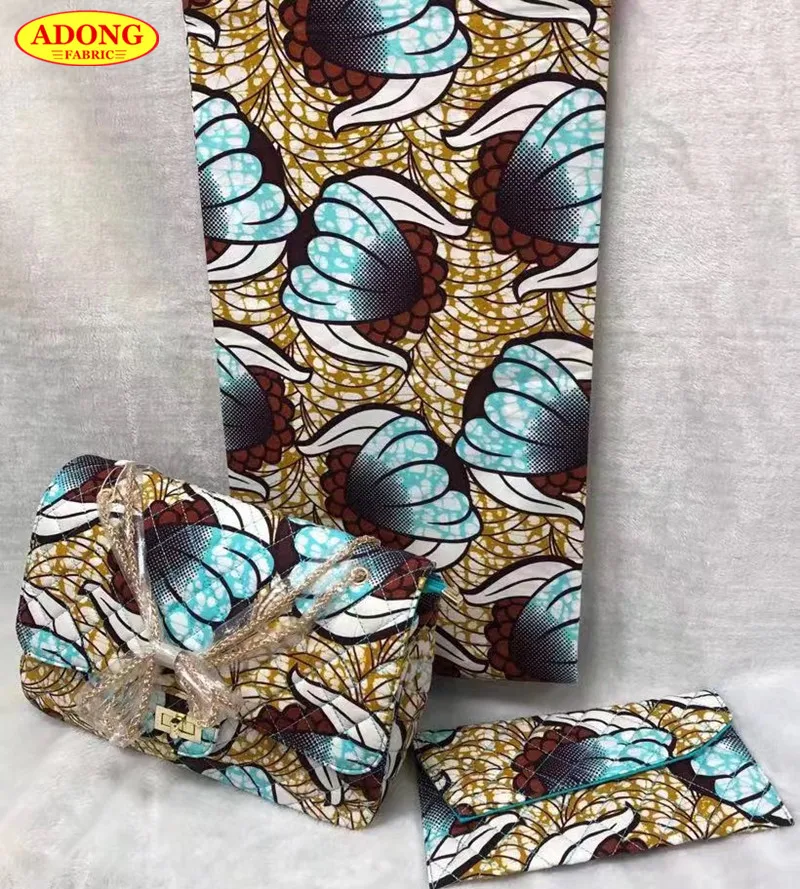 Hot Verkoop Afrikaanse Katoen Wax Stof Vrouwen Tas Ankara Waxprint Met 6 Yards En Purse Bag Voor Wax kleding Hot Verkoop Afrikaanse Katoen Wax Stof Vrouwen Tas Ankara Waxprint Met 6 Yards En Purse Bag Voor Wax kleding