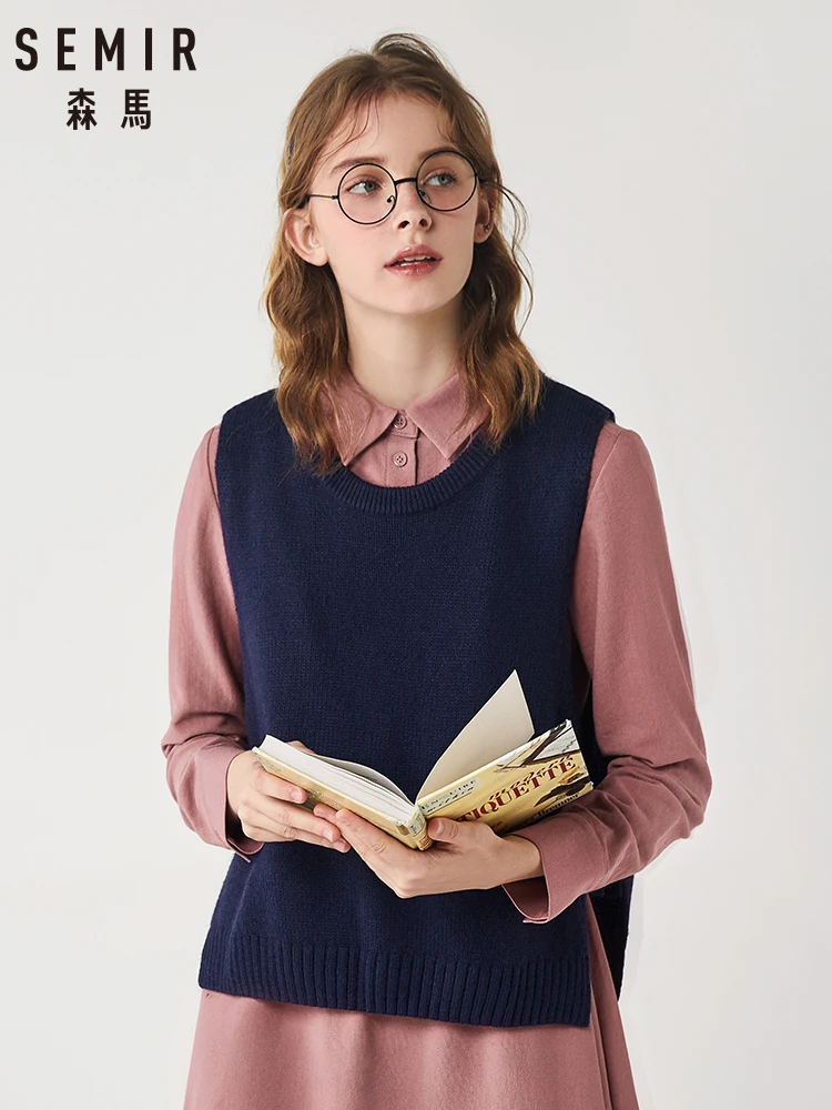Online Semir Chaleco de punto para mujer chaleco chic de Invierno para mujer chaleco sin mangas superior con versión coreana Jersey retro para mujer