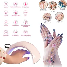 24W Del Chiodo HA CONDOTTO LA Lampada UV Del Chiodo Della Luce Che Cura Gel Per Unghie Polacco Manicure Asciugatura Lampade Set Unghie artistiche Strumenti di Cura manicure Macchina(China)